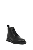 Men's Black Lace-Up Zipper Leather Casual Boot | Derimod