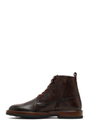 Erkek Kahverengi Bağcıklı Fermuarlı Deri Casual Bot | Derimod