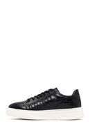Men's Black Croco Lace-up Leather Sneaker | Derimod