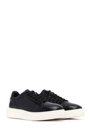 Men's Black Croco Lace-up Leather Sneaker | Derimod