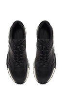 Erkek Siyah Bağcıklı Deri Casual Sneaker | Derimod
