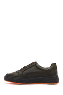 Men's Khaki Lace-Up Thick-Soled Leather Sneakers | Derimod