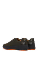 Men's Khaki Lace-Up Thick-Soled Leather Sneakers | Derimod