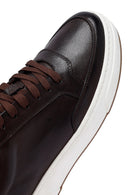 Erkek Kahverengi Bağcıklı Kalın Tabanlı Deri Sneaker | Derimod