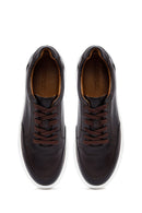 Erkek Kahverengi Bağcıklı Kalın Tabanlı Deri Sneaker | Derimod