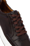 Erkek Kahverengi Bağcıklı Kalın Tabanlı Deri Sneaker | Derimod