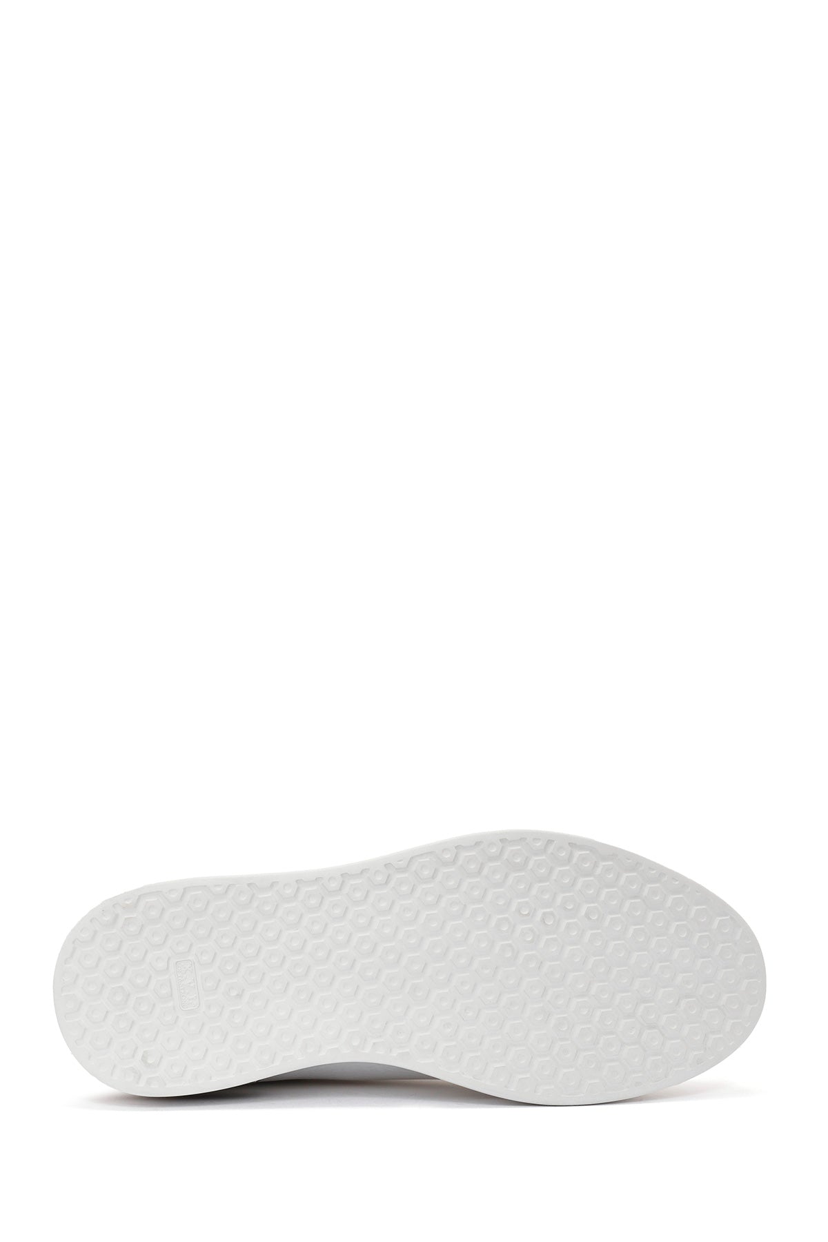 Erkek Beyaz Bağcıklı Kalın Tabanlı Deri Sneaker