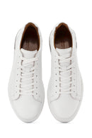 Men's White Lace-Up Thick-Soled Leather Sneakers | Derimod