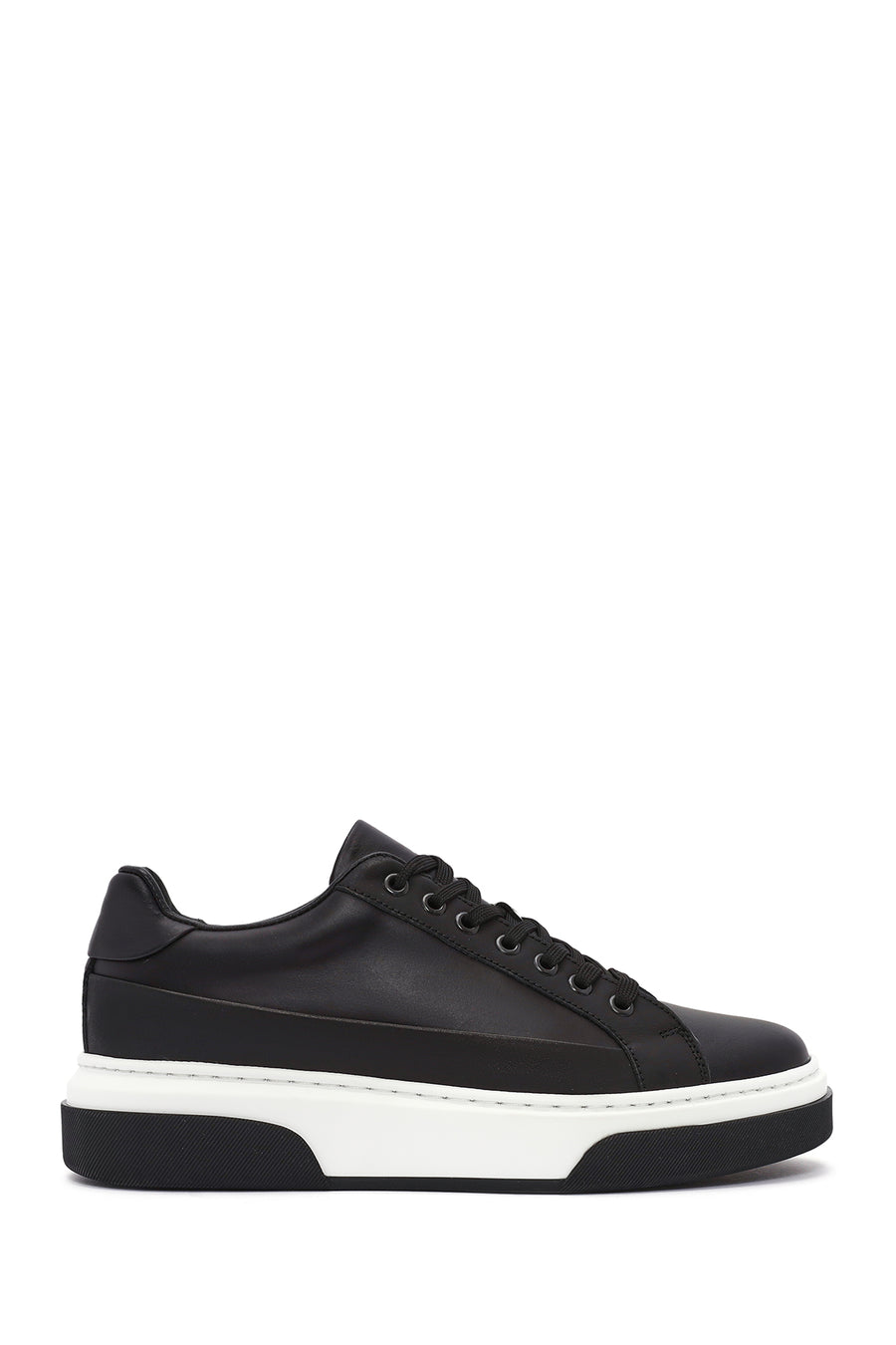 Men's Black Lace-Up Thick Sole Leather Sneakers 25WFD610918 | Derimod