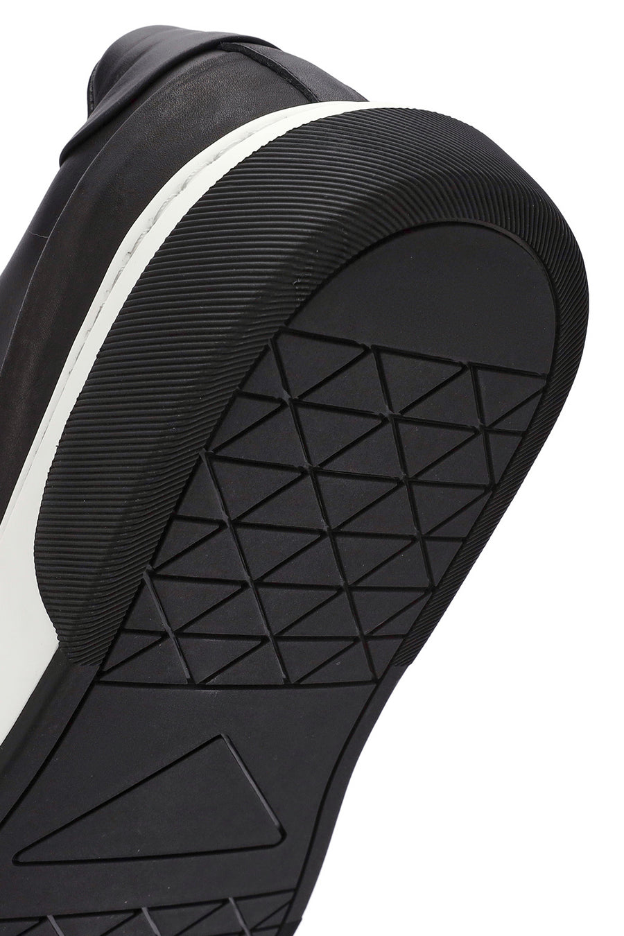 Men's Black Lace-Up Thick Sole Leather Sneakers