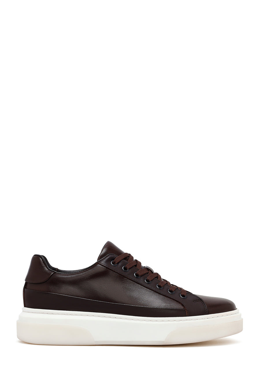 Men's Brown Lace-Up Thick-Soled Leather Sneakers 25WFD610918 | Derimod