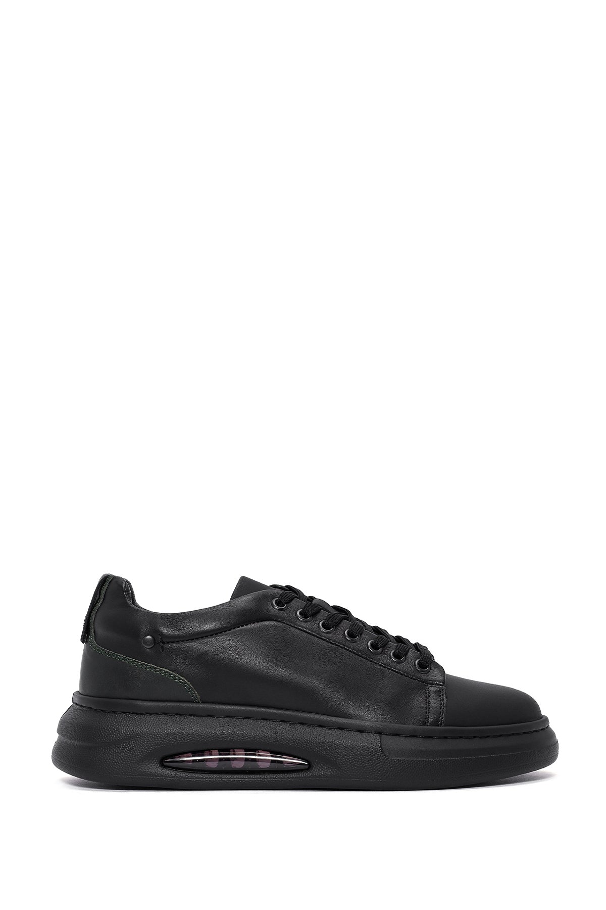 Men's Black Lace-Up Thick Sole Leather Sneakers 25WFD611318 | Derimod