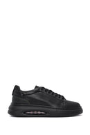 Men's Black Lace-Up Thick Sole Leather Sneakers | Derimod