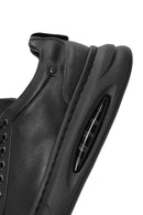 Men's Black Lace-Up Thick Sole Leather Sneakers | Derimod