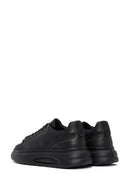Men's Black Lace-Up Thick Sole Leather Sneakers | Derimod