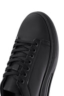 Men's Black Lace-Up Thick Sole Leather Sneakers | Derimod