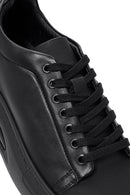 Men's Black Lace-Up Thick Sole Leather Sneakers | Derimod