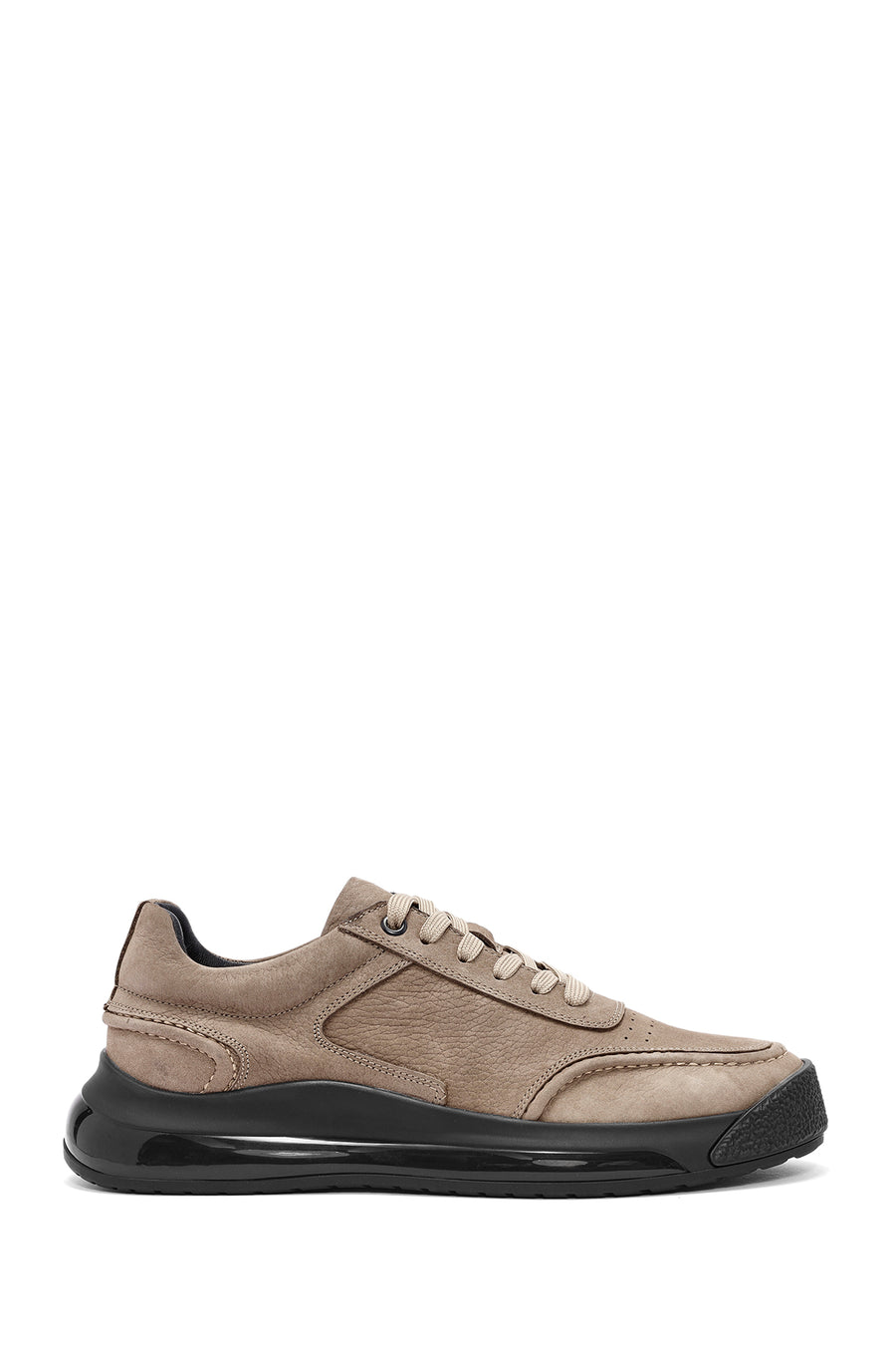 Erkek Vizon Bağcıklı Kalın Tabanlı Nubuk Deri Sneaker 25WFD6114V3 | Derimod