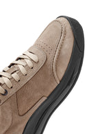 Erkek Vizon Bağcıklı Kalın Tabanlı Nubuk Deri Sneaker | Derimod