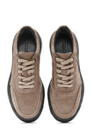 Erkek Vizon Bağcıklı Kalın Tabanlı Nubuk Deri Sneaker | Derimod