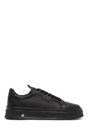 Men's Black Lace-Up Thick-Soled Leather Sneaker | Derimod