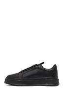 Men's Black Lace-Up Thick-Soled Leather Sneaker | Derimod