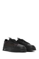 Men's Black Lace-Up Thick-Soled Leather Sneaker | Derimod