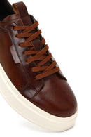 Erkek Kahverengi Bağcıklı Kalın Tabanlı Deri Sneaker | Derimod