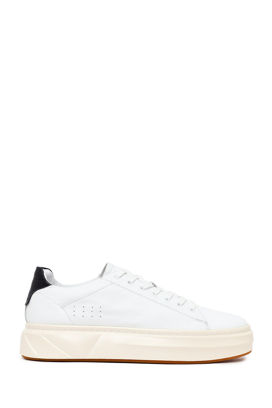 Erkek Beyaz Bağcıklı Kalın Tabanlı Deri Sneaker 25WFD611618 | Derimod