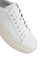 Men's White Lace-Up Thick-Soled Leather Sneakers | Derimod