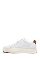 Men's White Lace-Up Thick-Soled Leather Sneakers | Derimod