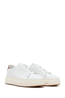 Men's White Lace-Up Thick-Soled Leather Sneakers | Derimod