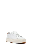 Men's White Lace-Up Thick-Soled Leather Sneakers | Derimod