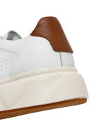 Men's White Lace-Up Thick-Soled Leather Sneakers | Derimod