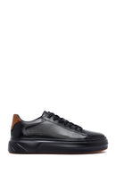 Men's Black Lace-Up Thick Sole Leather Sneakers | Derimod
