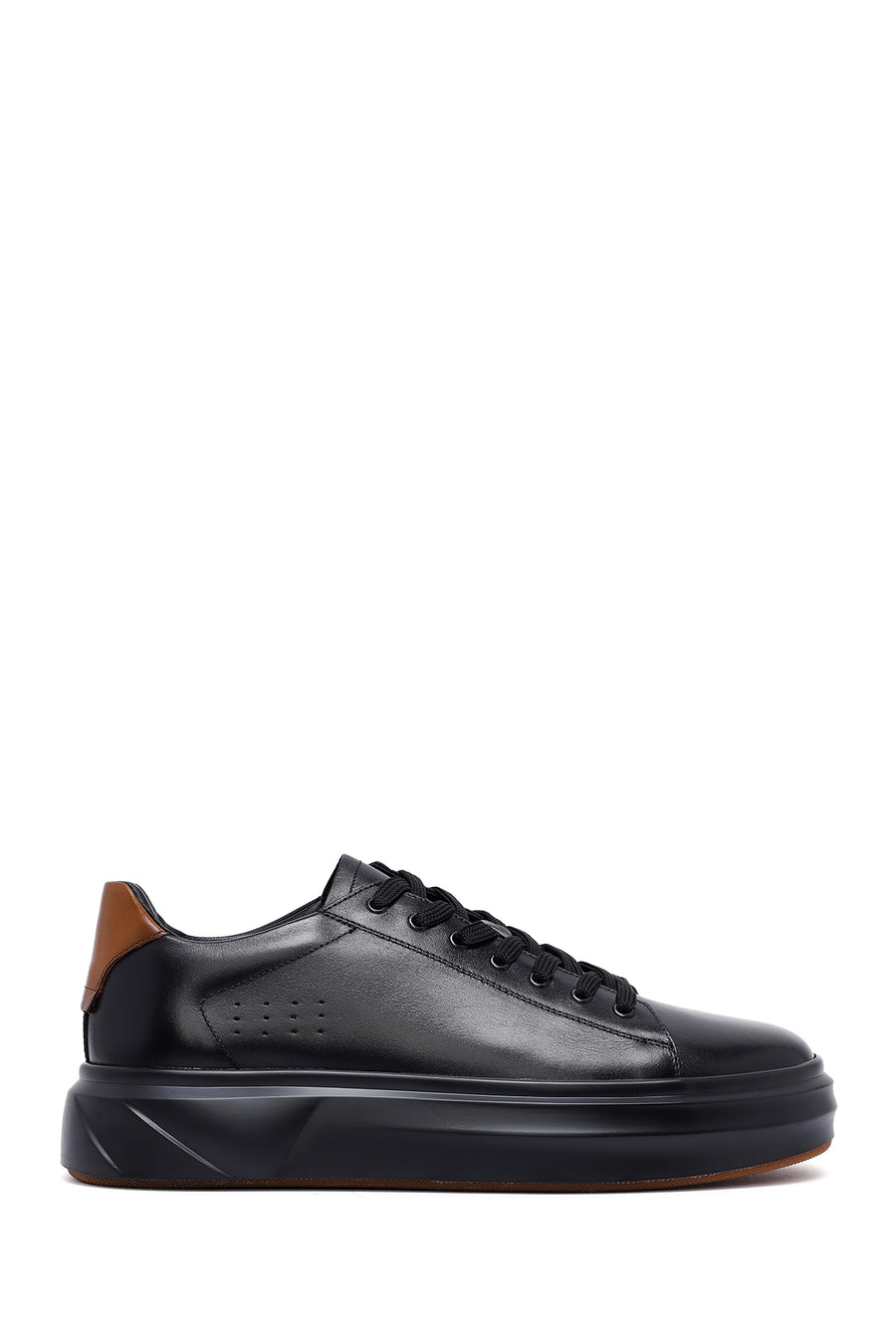 Erkek Siyah Bağcıklı Kalın Tabanlı Deri Sneaker 25WFD611618 | Derimod