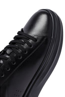 Men's Black Lace-Up Thick Sole Leather Sneakers | Derimod