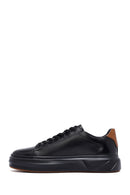 Men's Black Lace-Up Thick Sole Leather Sneakers | Derimod