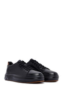 Men's Black Lace-Up Thick Sole Leather Sneakers | Derimod