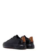 Men's Black Lace-Up Thick Sole Leather Sneakers | Derimod