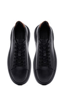 Men's Black Lace-Up Thick Sole Leather Sneakers | Derimod