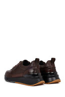 Erkek Kahverengi Bağcıklı Kalın Tabanlı Deri Sneaker | Derimod