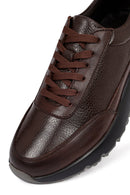 Erkek Kahverengi Bağcıklı Kalın Tabanlı Deri Sneaker | Derimod