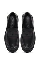 Erkek Siyah Kalın Tabanlı Deri Loafer | Derimod