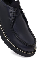 Erkek Siyah Bağcıklı Kalın Tabanlı Deri Casual Ayakkabı | Derimod