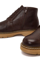 Men's Brown Lace-Up Zipper Leather Casual Boot | Derimod