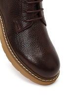 Men's Brown Lace-Up Zipper Leather Casual Boot | Derimod