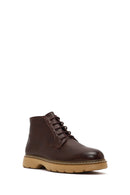 Men's Brown Lace-Up Zipper Leather Casual Boot | Derimod