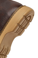 Men's Brown Lace-Up Zipper Leather Casual Boot | Derimod