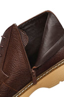 Men's Brown Lace-Up Zipper Leather Casual Boot | Derimod
